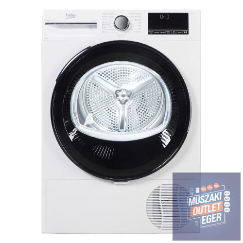 Beko B3TO82C9W Inverteres Hőszivattyús Szárítógép, 8 kg kapacitás, C Energiaosztály, 84,6 x 59,8 x 60,5 cm, Aqua Wave, Belső dobvilágítás