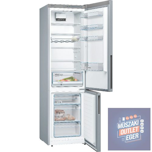 Bosch KGV39VL31S Kombinált hűtőszekrény, 238 kWh/év, Energiaosztály: A++, 60 x 201 x 65 cm,  Hűtőtér: 250 l, Fagyasztótér: 94 l, LED világítás