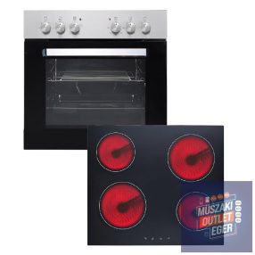  PKM BIC3 I-GK-IX-2 Beépíthető Sütő Vaslapos Főzőlap szett, 59L Kapacitás, Inox, A Energiaosztály, 4 Főzőzóna, Sütő: 59,5 × 59,5 × 50,0 cm, Főzőlap: 58 × 51 × 5 cm