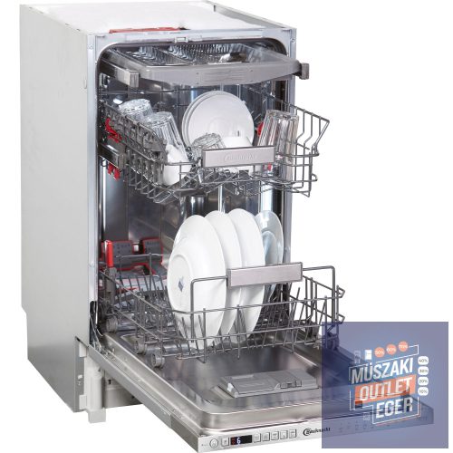 Bauknecht BSIO 3035 PFE X beépíthető keskeny mosogatógép, 10 teríték, D (2021) energiaosztály, 9 liter vízfogyasztás, 45 cm széles, PowerClean, PowerPlus, Evőeszköztartó fiók, ActiveDry