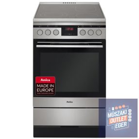   Amica SHC 11587 E Szabadon álló üvegkerámia tűzhely, Sütő típusa: Elektromos, Energiaosztály: A, Térfogat: 65 liter, Inox, Gőztisztítás
