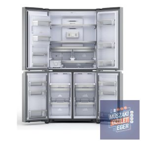  Bauknecht BQ9I MO1L Side-by-Side Hűtőszekrény, 4 Ajtós, 592L térfogat, Inox, 187,5 cm × 91 cm × 71,6 cm, Triple No Frost, A+, Jég- és vízadagoló